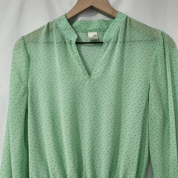 Mint Green Peplum Top Size‎ S Dots Popover Sheer Blouse Girlhoodcore Ruffle - Picture 2 of 6